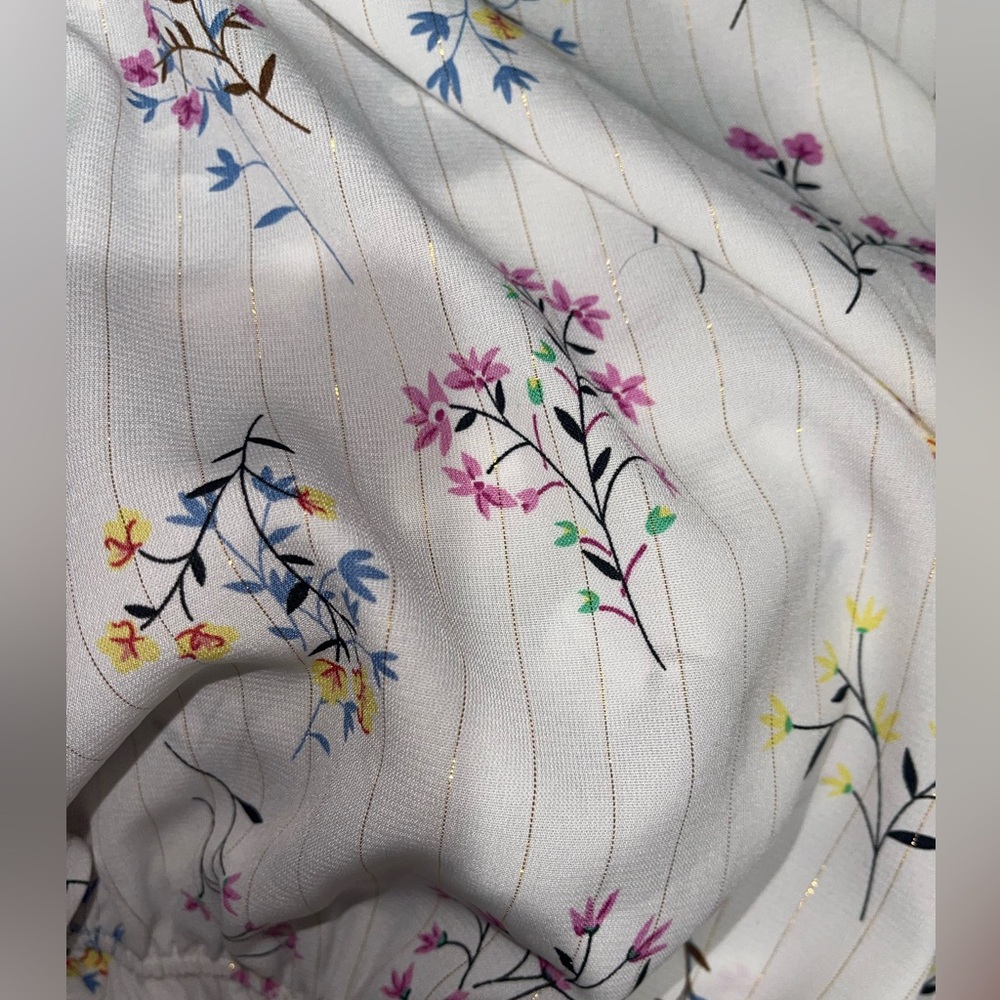 Sweet Rain - White Floral Ruffle - Top